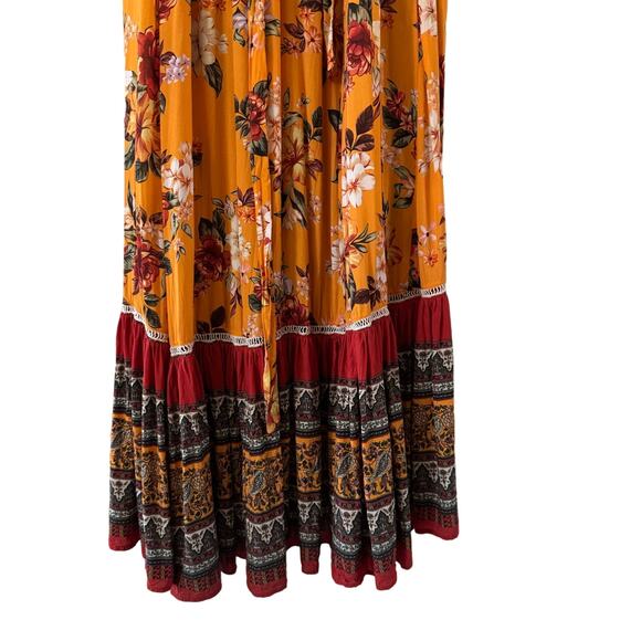 FARM RIO Yellow Soigne Wrap Midi Dress Size Small Petite - Picture 8 of 10